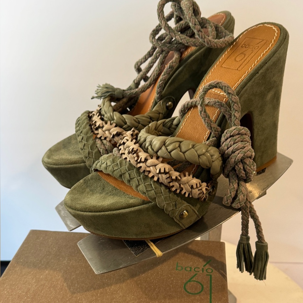 Bacio61 Pandino Women’s Green High Block Shoes size 8 New